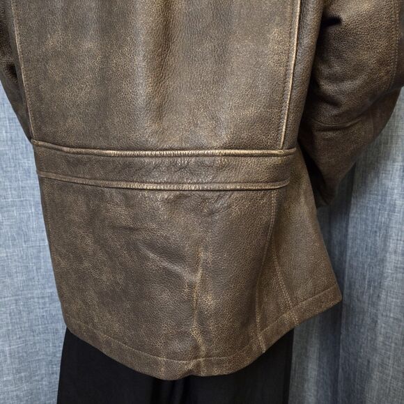 RARE LL BEAN Leather Aviator Jacket Women’s MP Brown Removable Sherpa Collar - Picture 10 of 16
